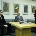 A. Zykas, prof. A. Miškinis ir Meno leidinių skyriaus vedėja S. Jomantienė
