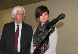 Lietuvos sporto muziejaus direktorius Pranas Majauskas ir renginio vedėja Ugnė Daubaraitė