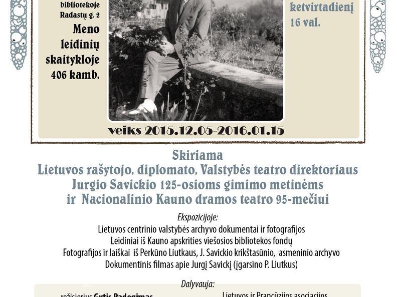 Parodos &quot;Susitikimas su Jurgiu Savickiu&quot; plakatas
