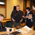 Kompozitoriai F. Latėnas ir V. Bartulis, KAVB direktorė A. Naudžiūnienė ir smuikininkas V. Čepinskis