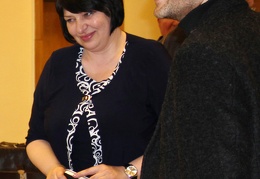 KAVB direktorė A. Naudžiūnienė ir smuikininkas, KAVB globėjas Vilhelmas Čepinskis