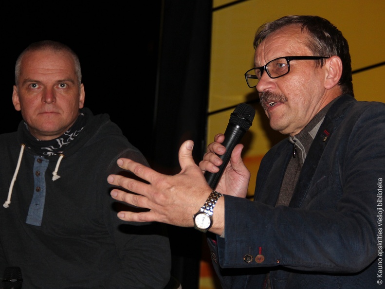 Režisierius Audrius Stonys ir kino kritikas Gediminas Jankauskas