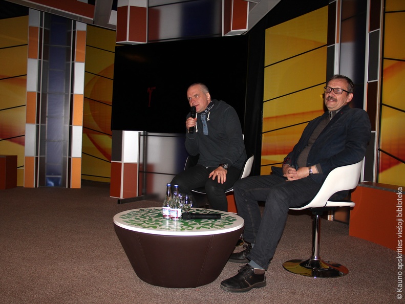Režisierius Audrius Stonys ir kino kritikas Gediminas Jankauskas