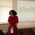 Dž. Džoiso vertėją Jeronimą Brazaitį pristato Skaitytojų aptarnavimo skyriaus bibliotekininkė Vida Korn