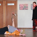 Parodos autorė Gražina Pašakarnienė ir pantomimos aktorius Virgilijus Bortkevičius