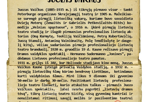Paskaita „Lietuvių teatro pirmeivis Juozas Vaičkus“
