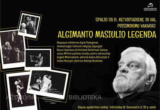 Prisiminimų vakaro "Algimanto Masiulio legenda" plakatas