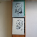 Grafiko Romualdo Čarnos piešti Algimanto Masiulio portretai. 2001 m.