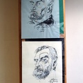 Grafiko Romualdo Čarnos piešti Algimanto Masiulio portretai. 2001 m.
