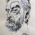 Grafiko Romualdo Čarnos pieštas Algimanto Masiulio portretas. 2001 m.